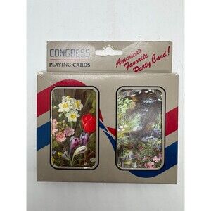 Vintage CONGRESS Playing Cards Double Deck Paisley Tapestry Floral Design